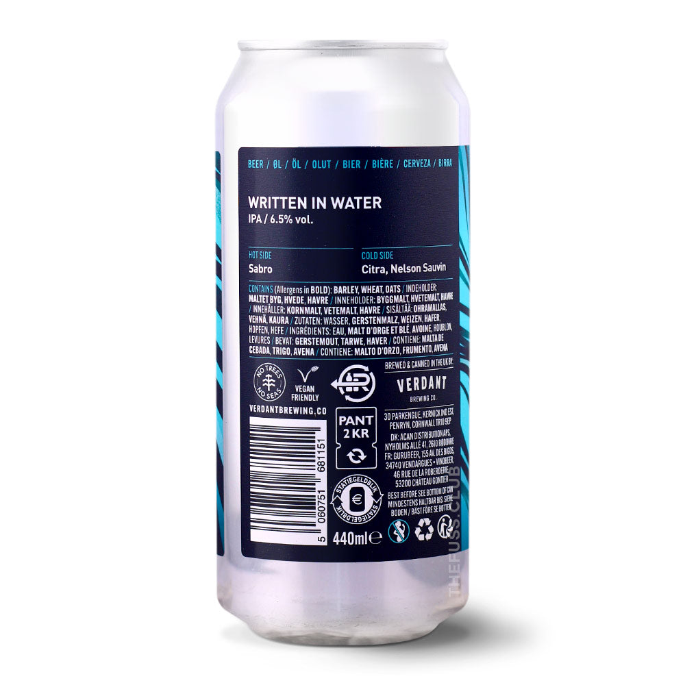 Verdant Brewing Co Written In Water IPA - New England / Hazy craft beer home delivery UK