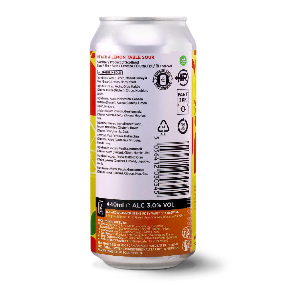 Vault City Brewing Peach & Lemon Table Sour Sour - Fruited craft beer home delivery UK
