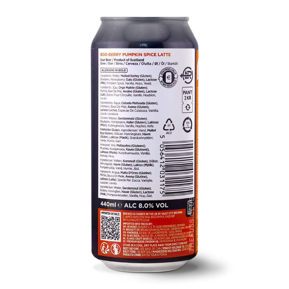 Vault City Brewing Boo-Berry Pumpkin Spice Latte Sour - Fruited craft beer home delivery UK