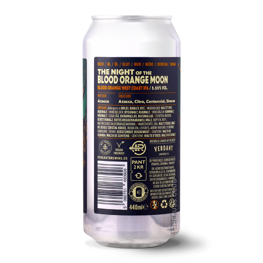 Verdant Brewing Co The Night of the Blood Orange Moon IPA - Red craft beer home delivery UK